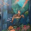 Underwater mural turtle and jelly fish