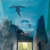 Underwater mural looking at hammerhead sharks