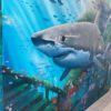 Underwater mural great white shark