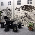 black white sea turtle