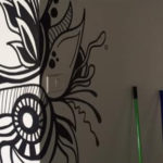 black white line mural