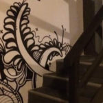 black white line mural