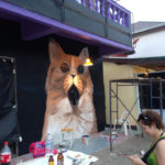 painting cats nightclub mural