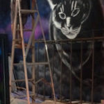 nightclub mural painting cats space interior