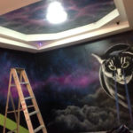 nightclub mural painting cats space interior