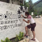 painting goodtime signage