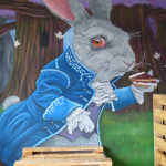 tea party white rabbit mural