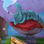wonderland caterpillar mural