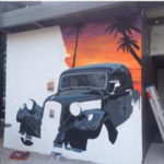 painting outline vintage car wall mural