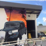 painting vintage car wall mural