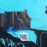 outline painting temple wall mural