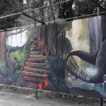 dinosaur jungle mural