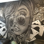 black white mural