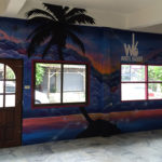 white rabbit indoor mural