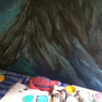 rough seas mountain mural