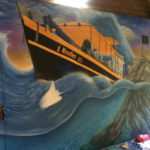 rough seas boat mural