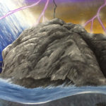 rough seas rocks lighting mural