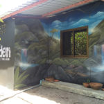 secret garden waterfall mural