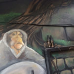 hostel monkey mural