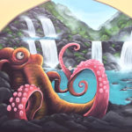 outside swimming pool giant squid