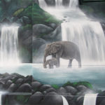 elephant waterfalls mural