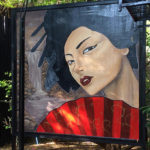 live painting woman fan