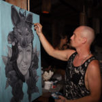 live painting woman wolf