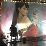 live action lady with glass