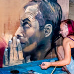 mans face live art